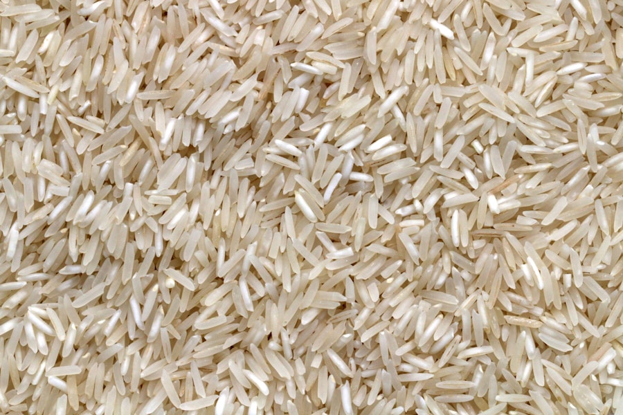 Rice sacks and grains prepared for export